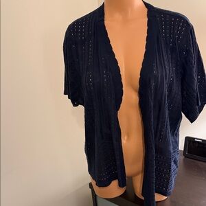 Navy Blue Size 2X Open-Front Cardigan / Shrug / Shawl